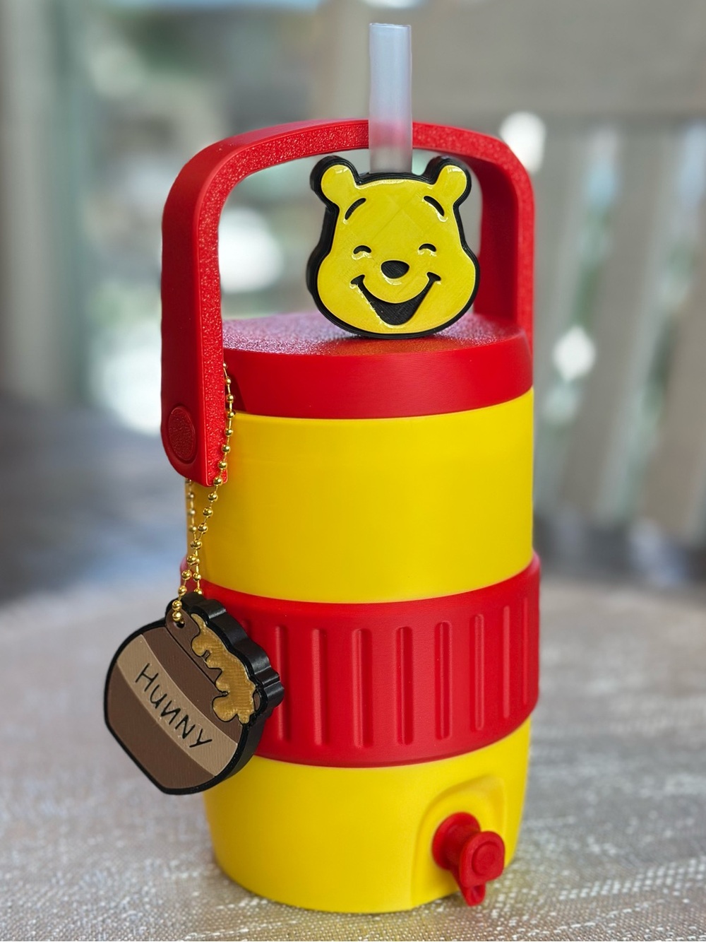 Disney Winnie the Pooh Can Cooler with Straw Topper and Can Tab Opener